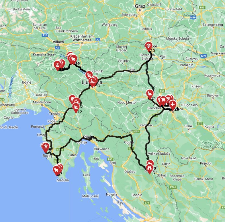 Map for Zagreb Roundtrip - Croatia  Slovenia